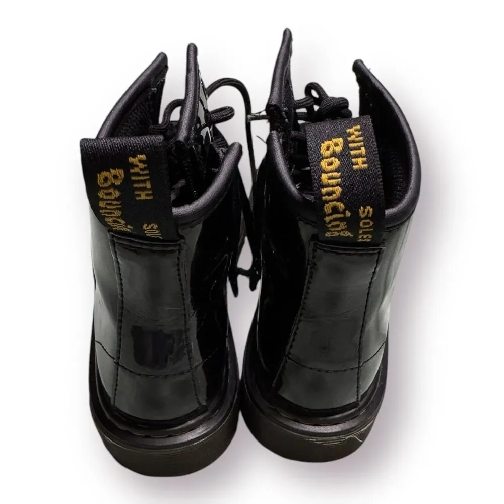 DR MARTENS - Junior 1460 Patent Leather Lace Up Inner‎ Ankle Zipper Boots Size 1